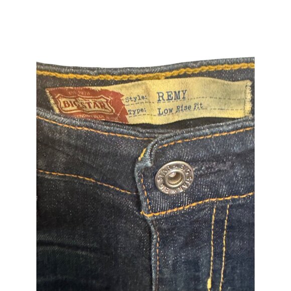 Big Star Remy Low Rise Womens Jeans Size 26 Dark Wash Distressed Cotton Blend - Picture 4 of 8